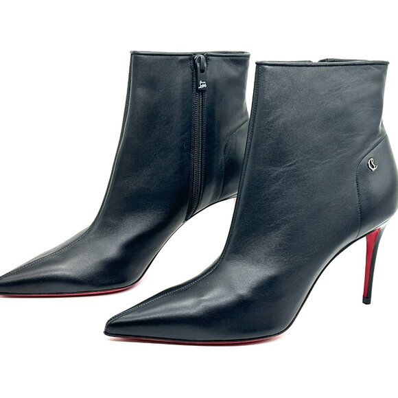Christian Louboutin SPORTY KATE BOOTY 85 Leather Ankle Boots Heels - Picture 11 of 16